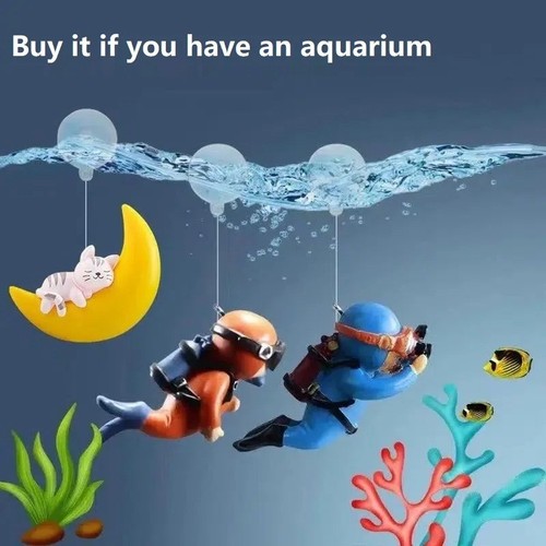 Fish tank decor playful - -,